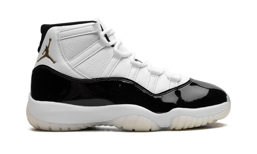 Air Jordan 11 High-Top Sneakers – White, Black & Gold