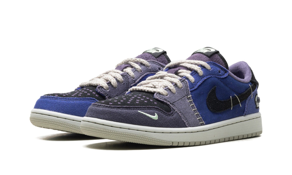 Air Jordan 1 Low Sneakers in Navy & Purple Patchwork