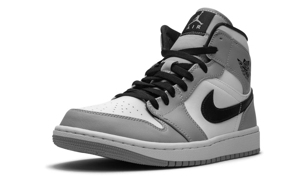 Air Jordan 1 Mid Sneakers – White, Light Gray & Black