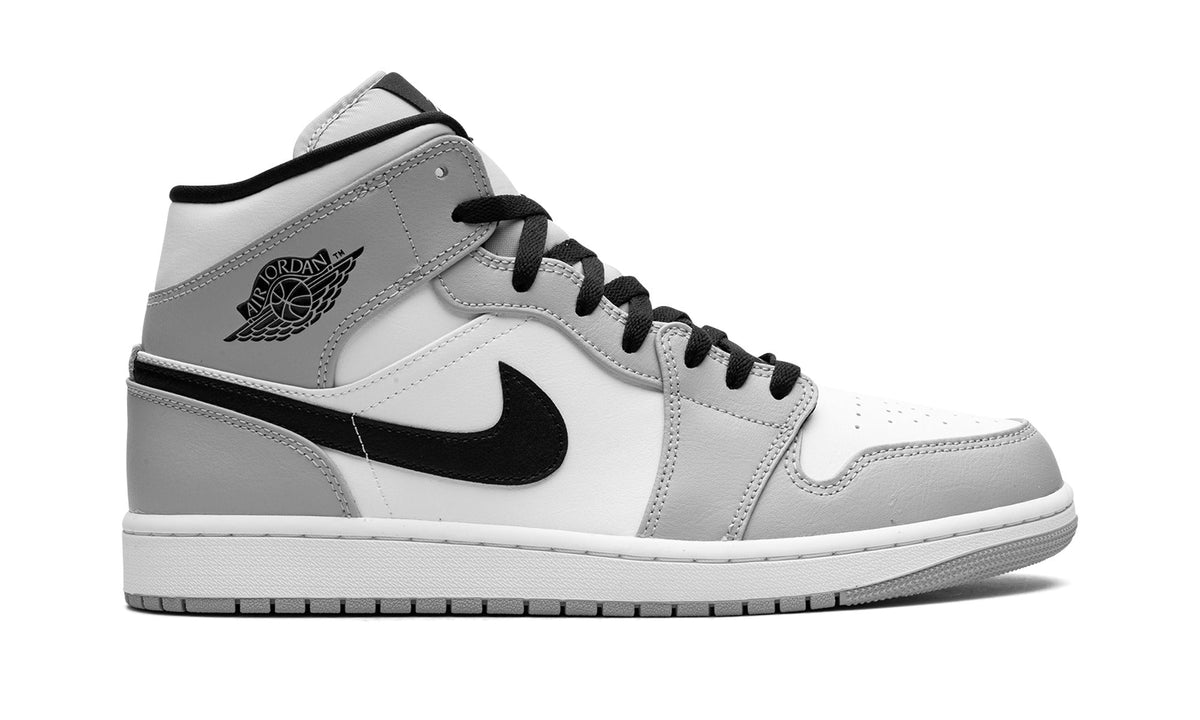 Air Jordan 1 Mid Sneakers – White, Light Gray & Black