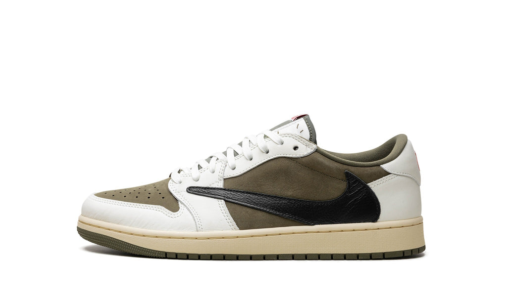 Travis Scott x Air Jordan 1 Low Sneakers – Olive, White & Black