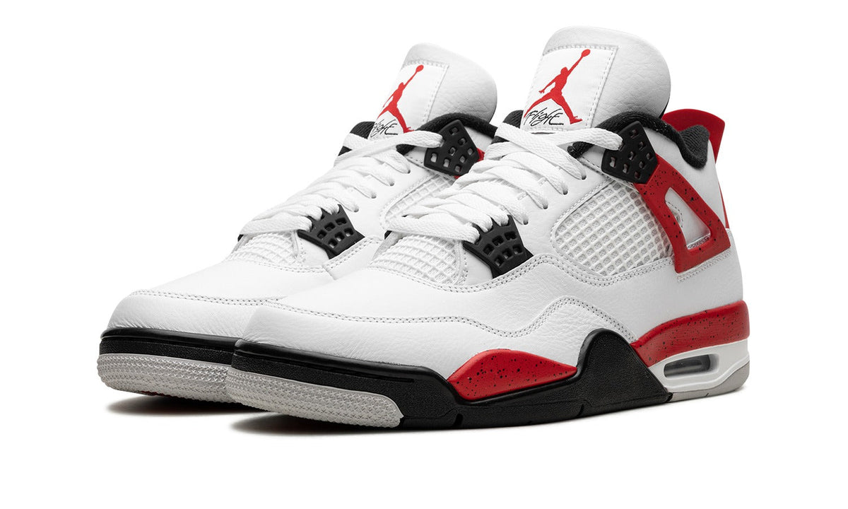Air Jordan 4 Sneakers - White, Red & Black