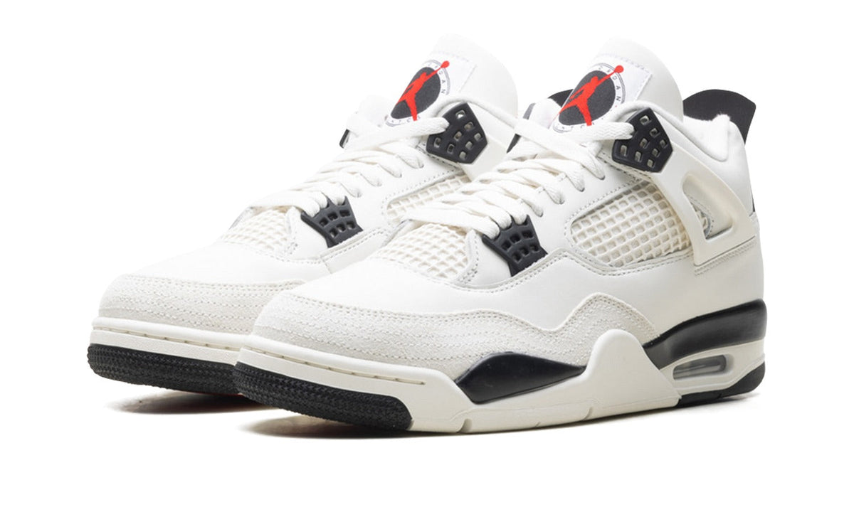 Air Jordan 4 Sneakers – White, Black & Red